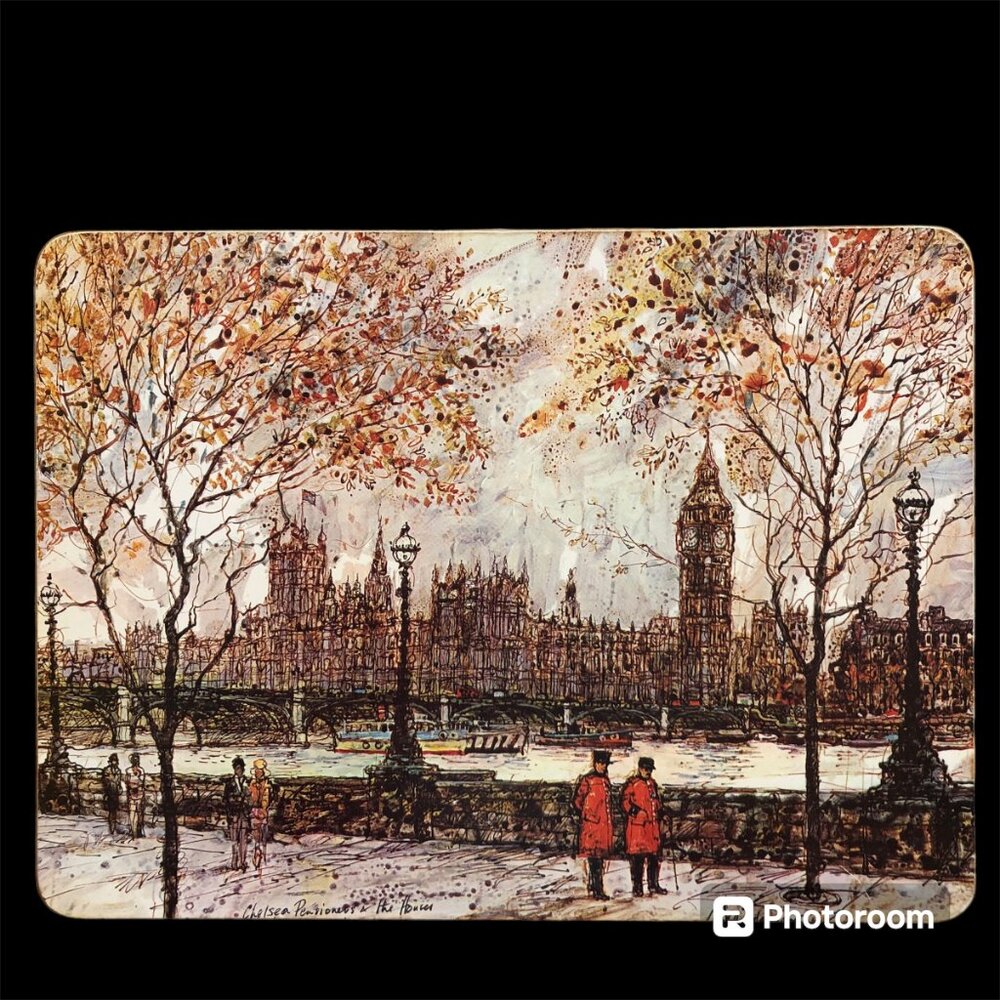Vtg 1972 Set of 6 Clover Leaf Table Mats Placemat London Scenes Alex Jawdokimov - Picture 4 of 12